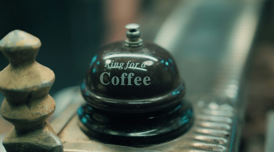 A vintage "ring for coffee" bell
