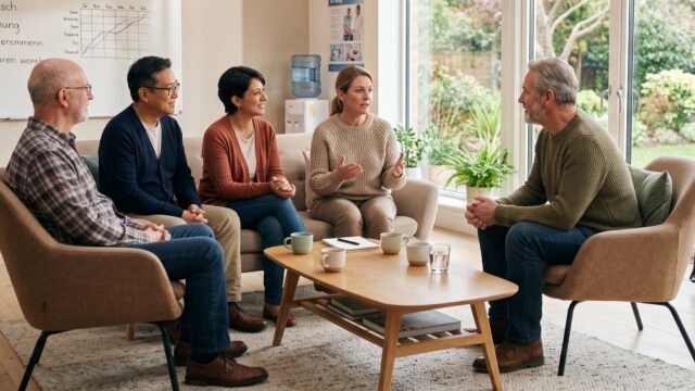 Gesprächsgruppe in einer onkologischen Rehabilitationsklinik